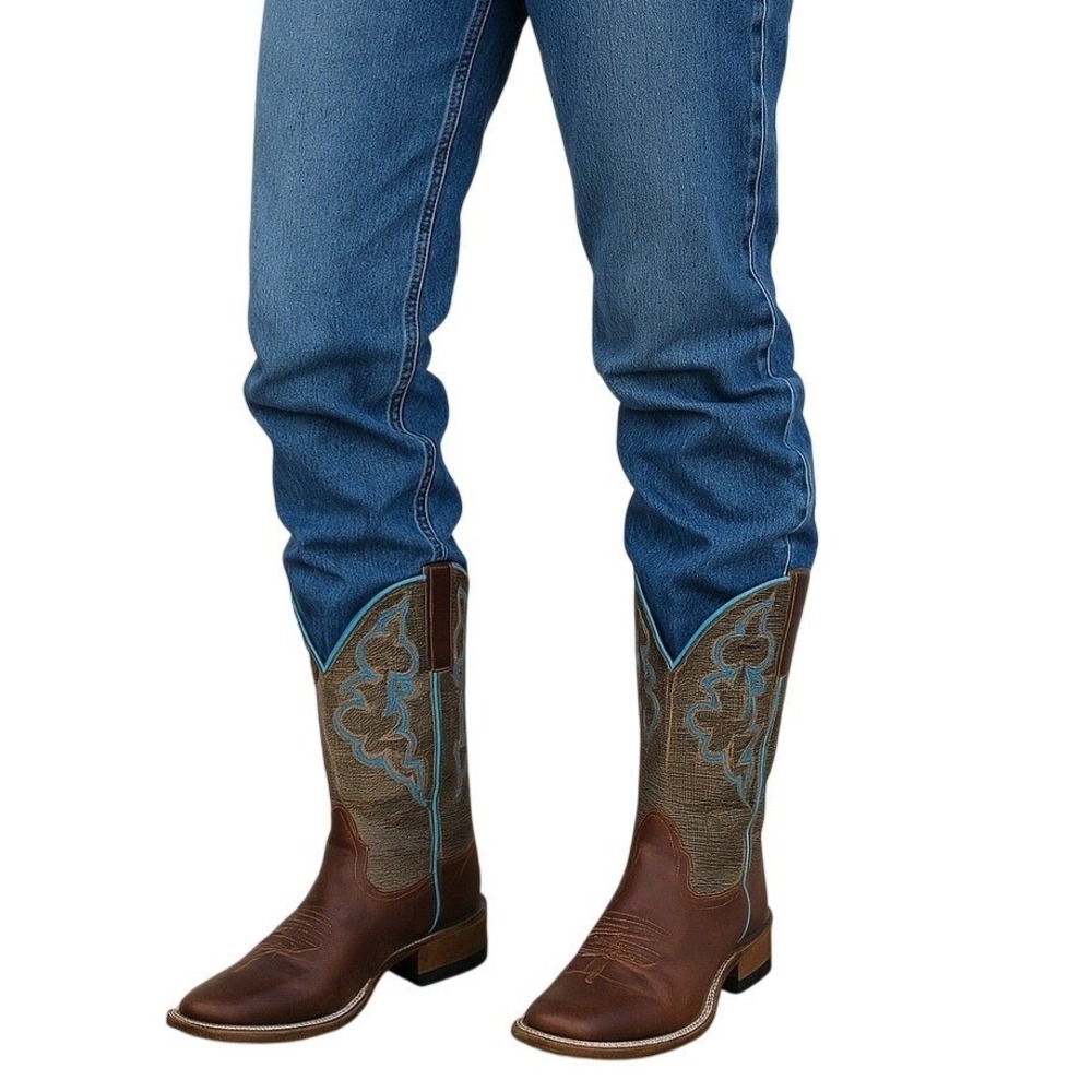 Macie Bean M9089 Women's Cowboy Boots 6.5M Brown‎ Leather SQ Toe Western Mexico